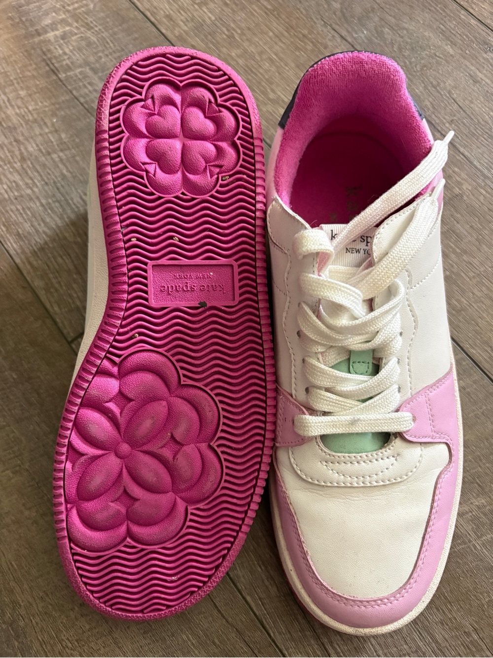 kate spade White and Pink Women's Lace-Up Sneakers